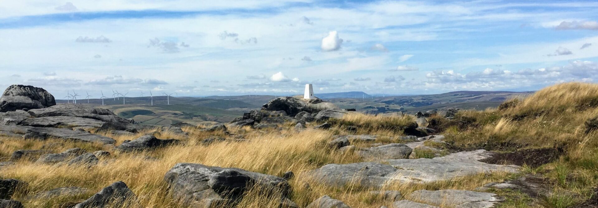 View of the trig point on Blackstone Edge
